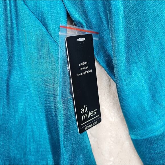 Ali Miles Button Up Shirt Small Blouse Modern Classic Timeless Blue Preppy - Picture 5 of 9